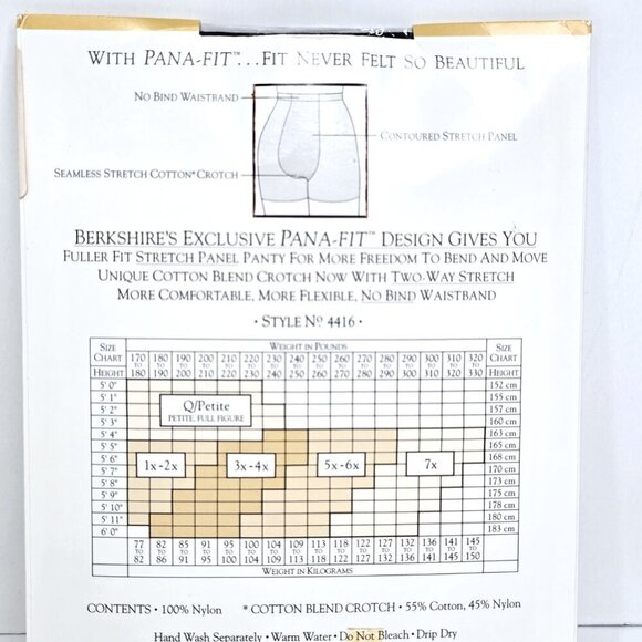 Vintage Berkshire Pantyhose Plus Size Queen 1X Off Black Nylon Sandalfoot - Picture 6 of 7